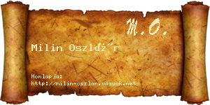 Milin Oszlár névjegykártya